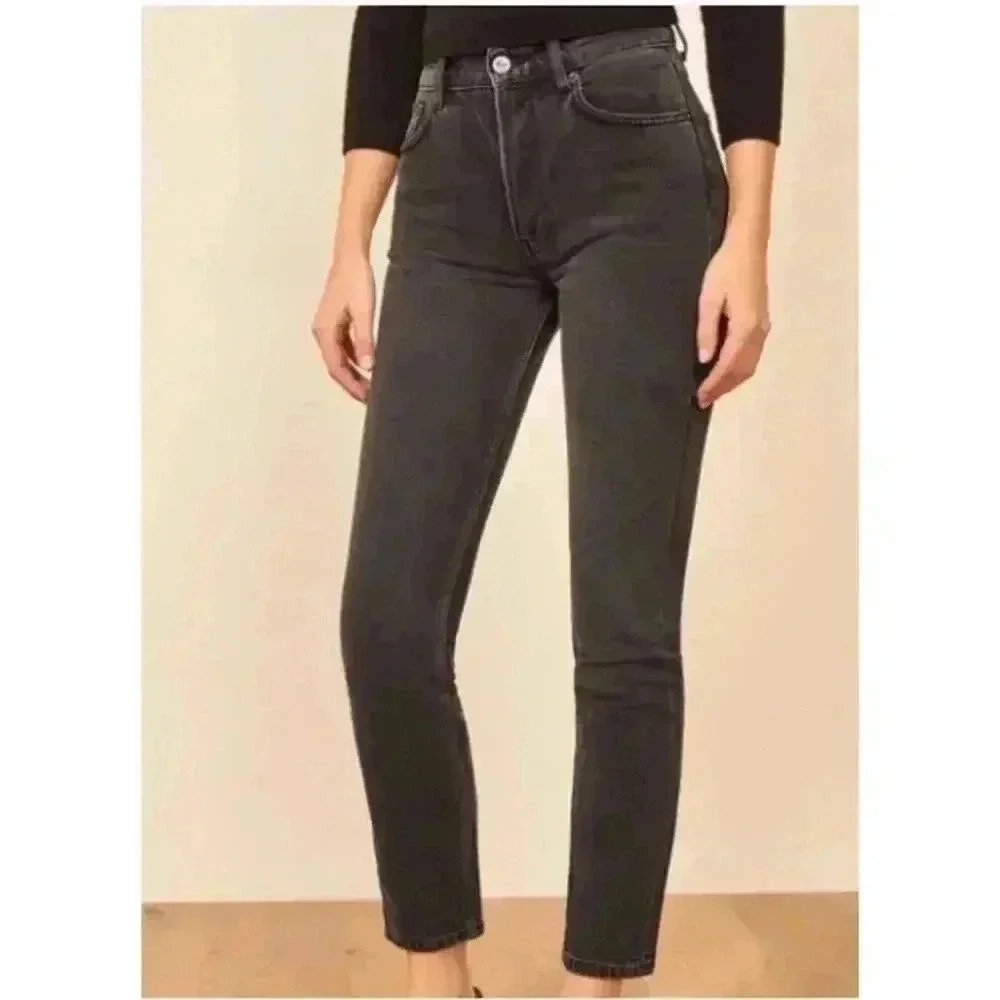 Reformation Julia High Cigarette Jean in Monterey Black
